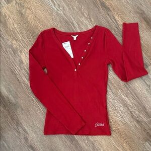 Guess Red Ribbed Knit Top